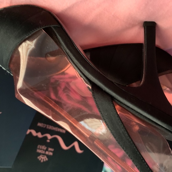 Vergone - Nina Black Statin Open Toe Heels - Picture 9 of 16